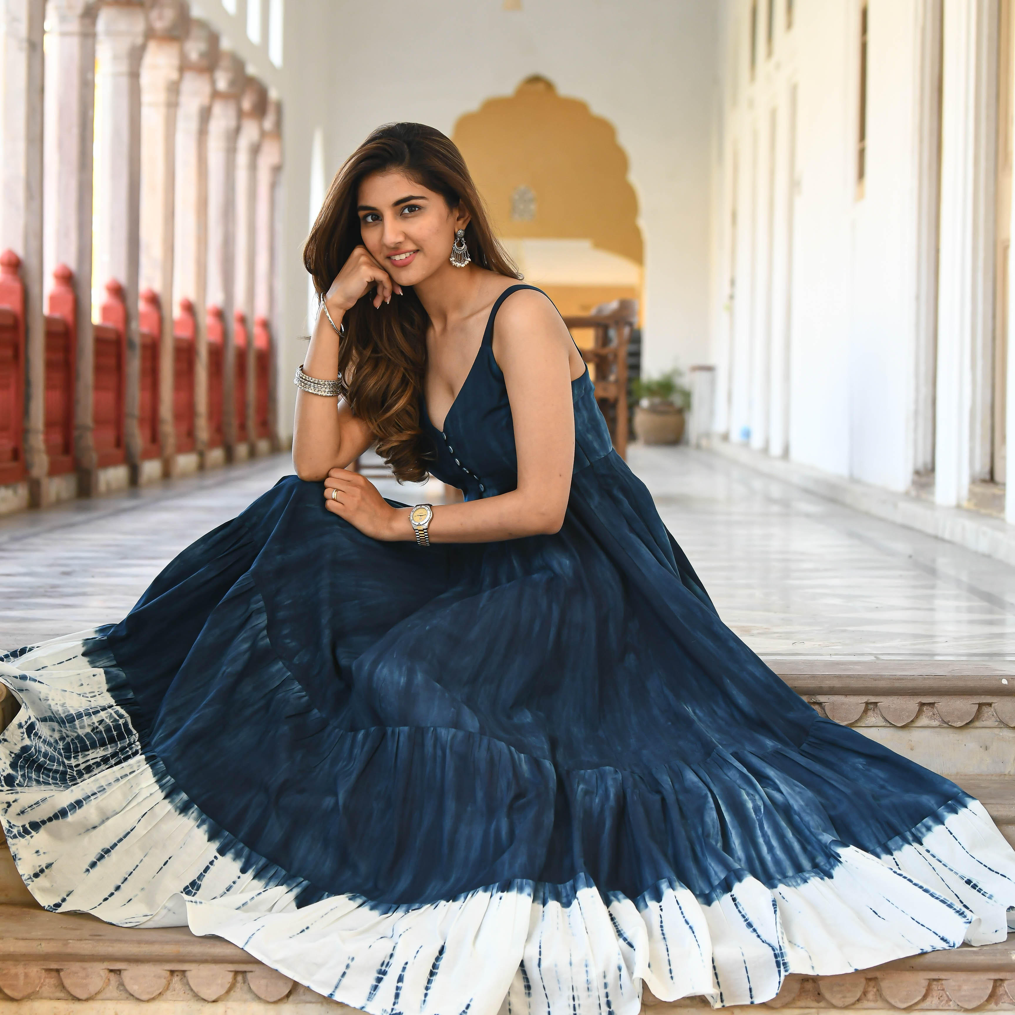 Beautiful Readymade Blue Colour Gown – Prititrendz